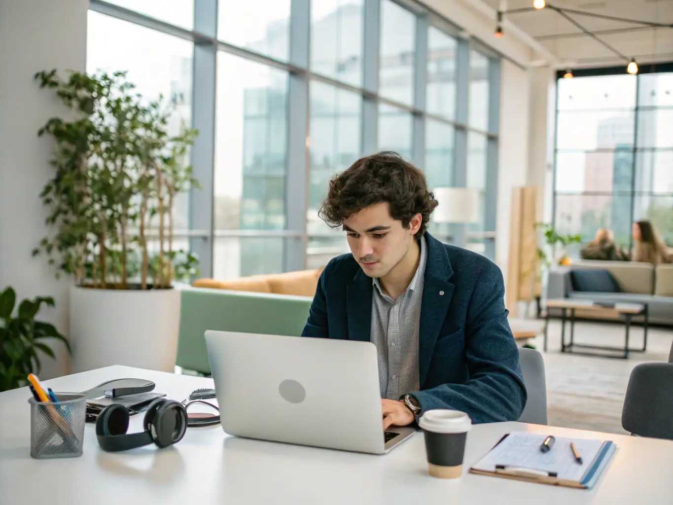 A professional using time management tools and techniques learned from Taimelux OÜ, effectively organizing their tasks and prioritizing deadlines.